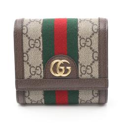 GUCCI Ophidia GG Wallet Sherry Line Bi-fold Coated Canvas Leather Women's Beige Brown Multicolor 598662