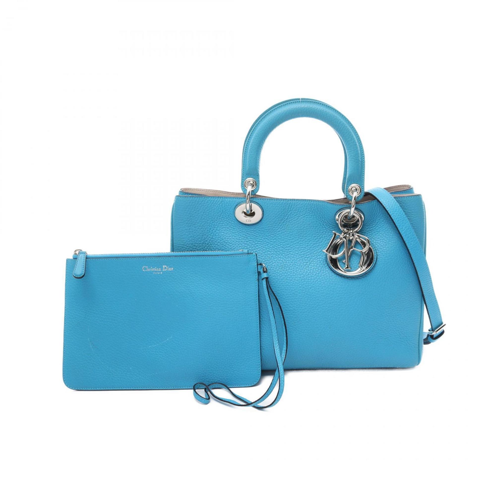 Christian Dior Diorissimo handbag, leather bag, women's, blue