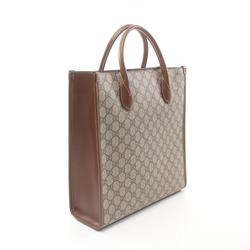 Gucci GG Supreme Tote Bag with Interlocking G, Coated Canvas, Leather, Women's, Beige, Brown, 72330892THG8563