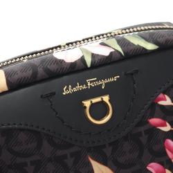 Salvatore Ferragamo Gancini Pouch Bag Nylon Leather Women's Black Multicolor 22 0243