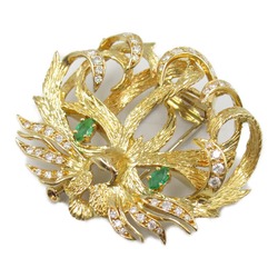 Hermes HERMES Hand-carved Brooch K18 (Yellow Gold) Diamond Women's Clear Green