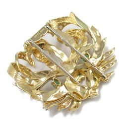 Hermes HERMES Hand-carved Brooch K18 (Yellow Gold) Diamond Women's Clear Green