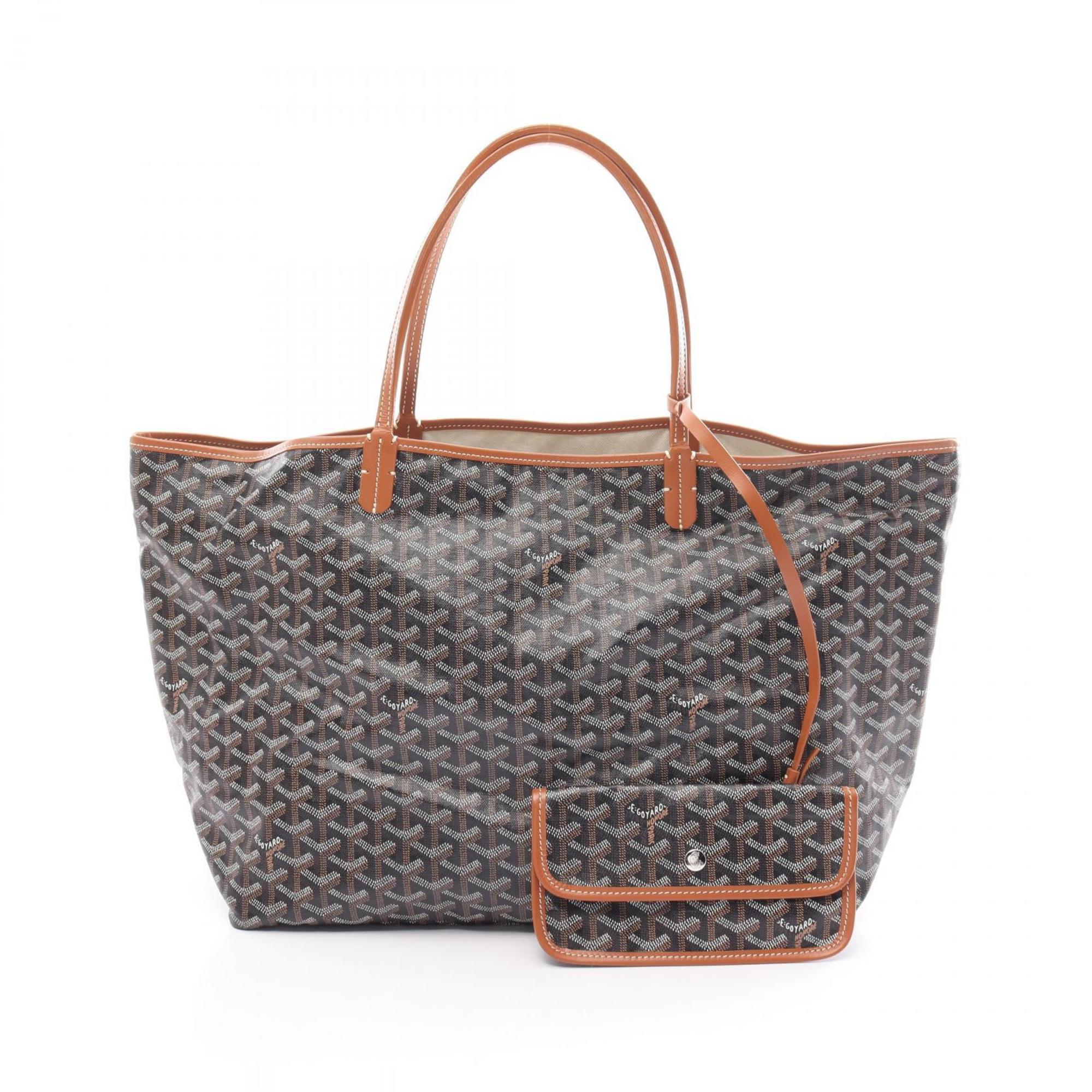 Goyard Saint Louis GM Tote Bag, Coated Canvas, Leather, Women's, Black, White, Brown