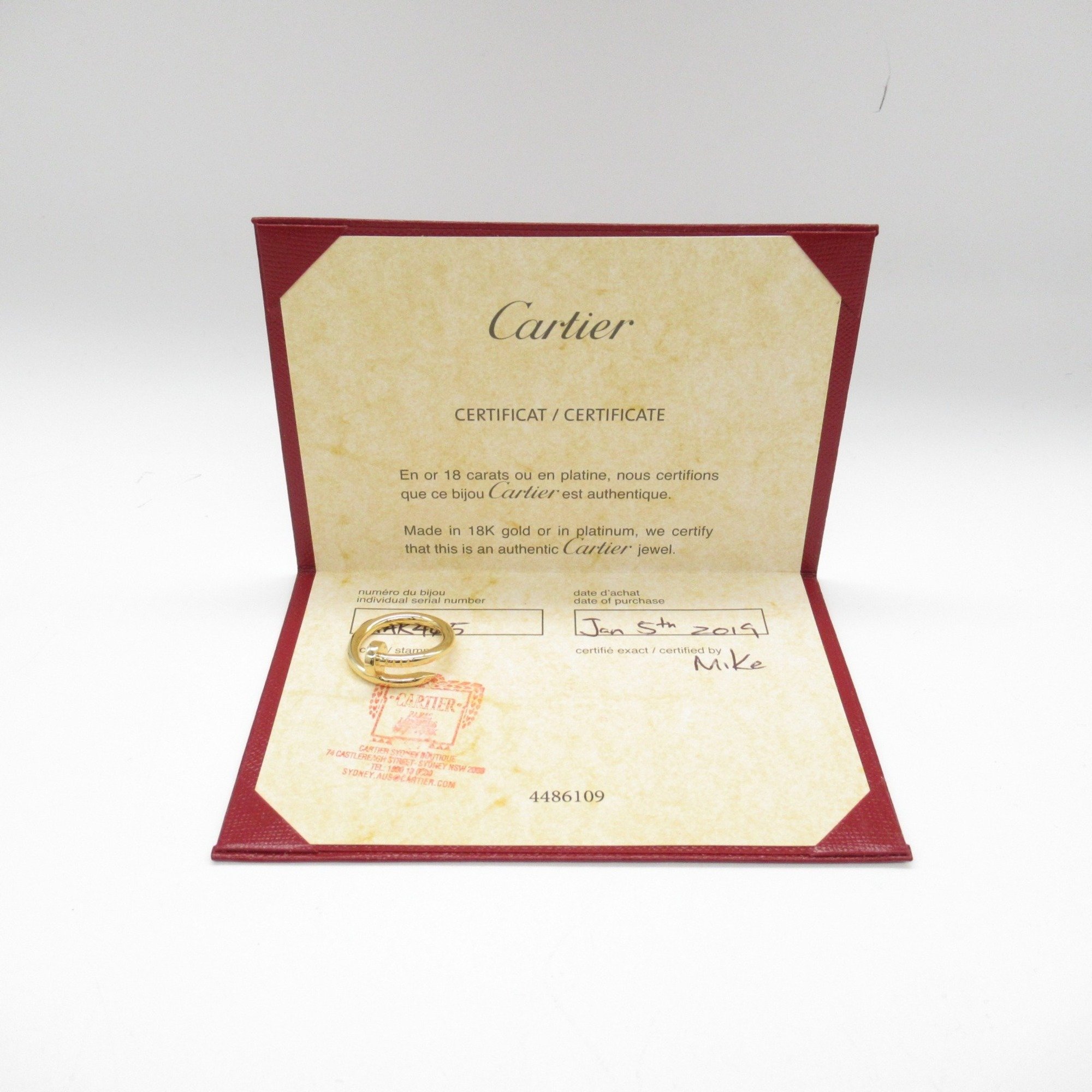 CARTIER Juste un Clou Ring 18K (yellow gold) Men's Women's Gold