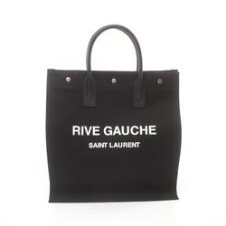 Saint Laurent RIVE GAUCHE Tote Bag Canvas Leather Women's Black White 632539FAAVR1070