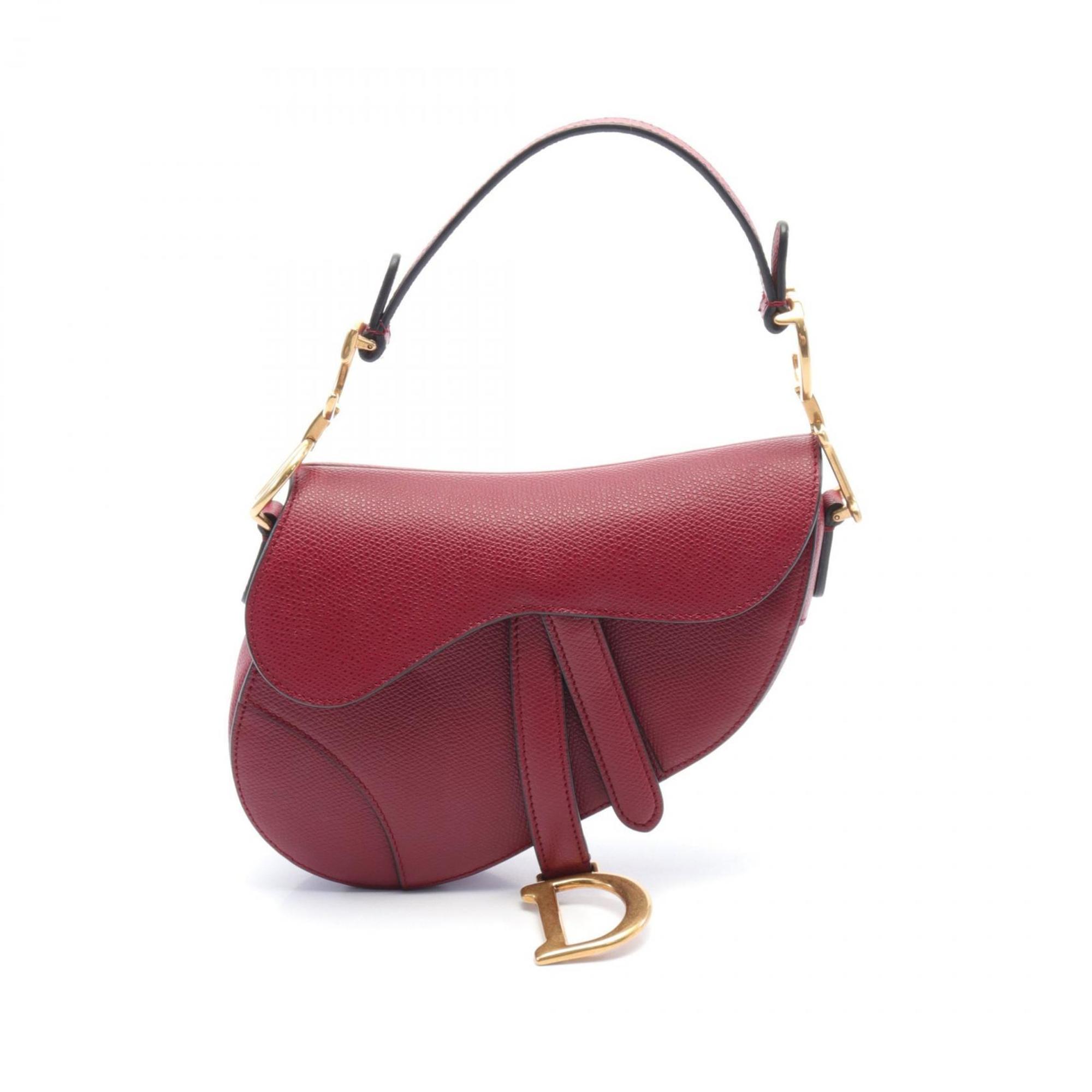 Christian Dior SADDLE handbag, leather bag, women's, Bordeaux