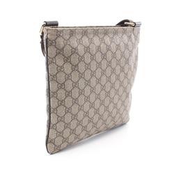 GUCCI GG Supreme Shoulder Bag, Coated Canvas, Leather, Women's, Beige, Brown, 295257