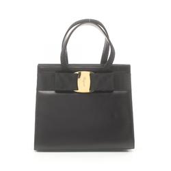 Salvatore Ferragamo Vara Ribbon Handbag Bag Leather Women's Black BA214178