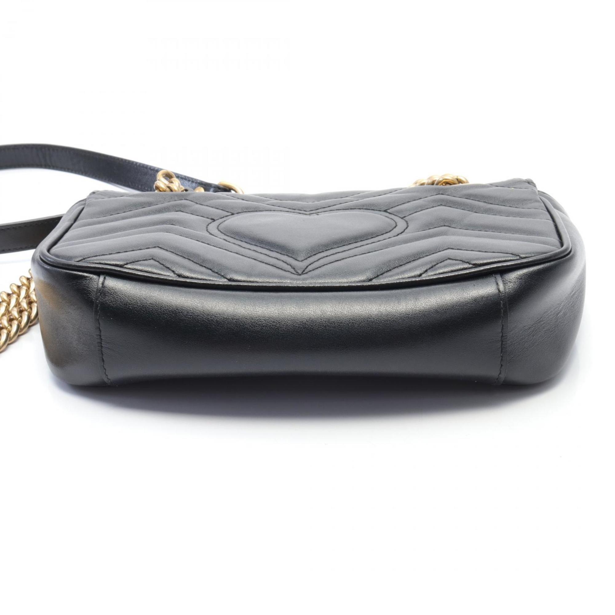 GUCCI GG Marmont Shoulder Bag Leather Women's Black 446744