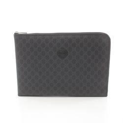 GUCCI GG Supreme Document Case with Interlocking G, Second Bag, Clutch Coated Canvas, Leather, Men's, Black, 79211792TCF1000