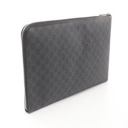 GUCCI GG Supreme Document Case with Interlocking G, Second Bag, Clutch Coated Canvas, Leather, Men's, Black, 79211792TCF1000