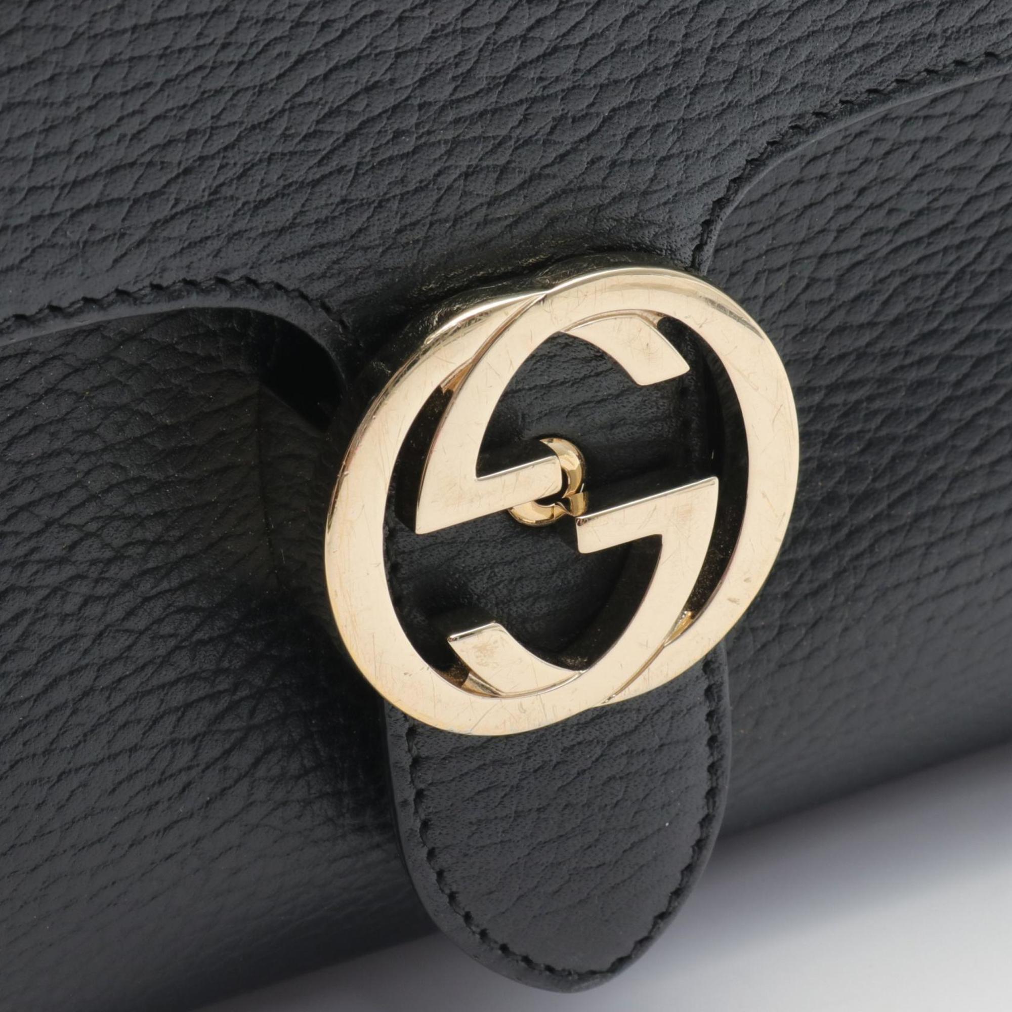 GUCCI Interlocking G Handbag Bag Leather Women's Black 510302