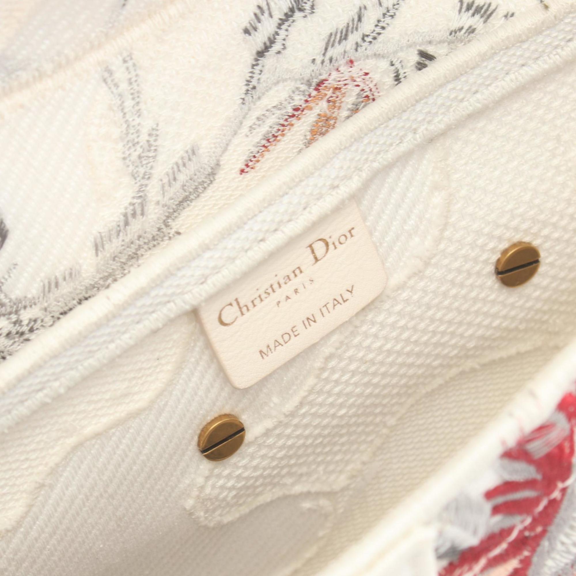 Christian Dior Saddle Bag Handbag Canvas Women's White Multicolor