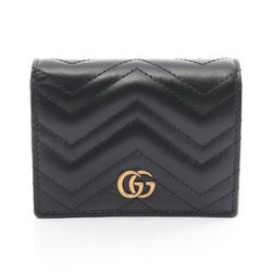 GUCCI GG Marmont Bi-fold Wallet Leather Women's Black 466492DTD1T1000