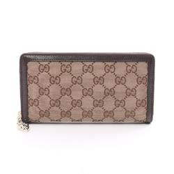 GUCCI Luce GG Canvas Round Long Wallet Leather Women's Beige Brown 790035FADHW9742