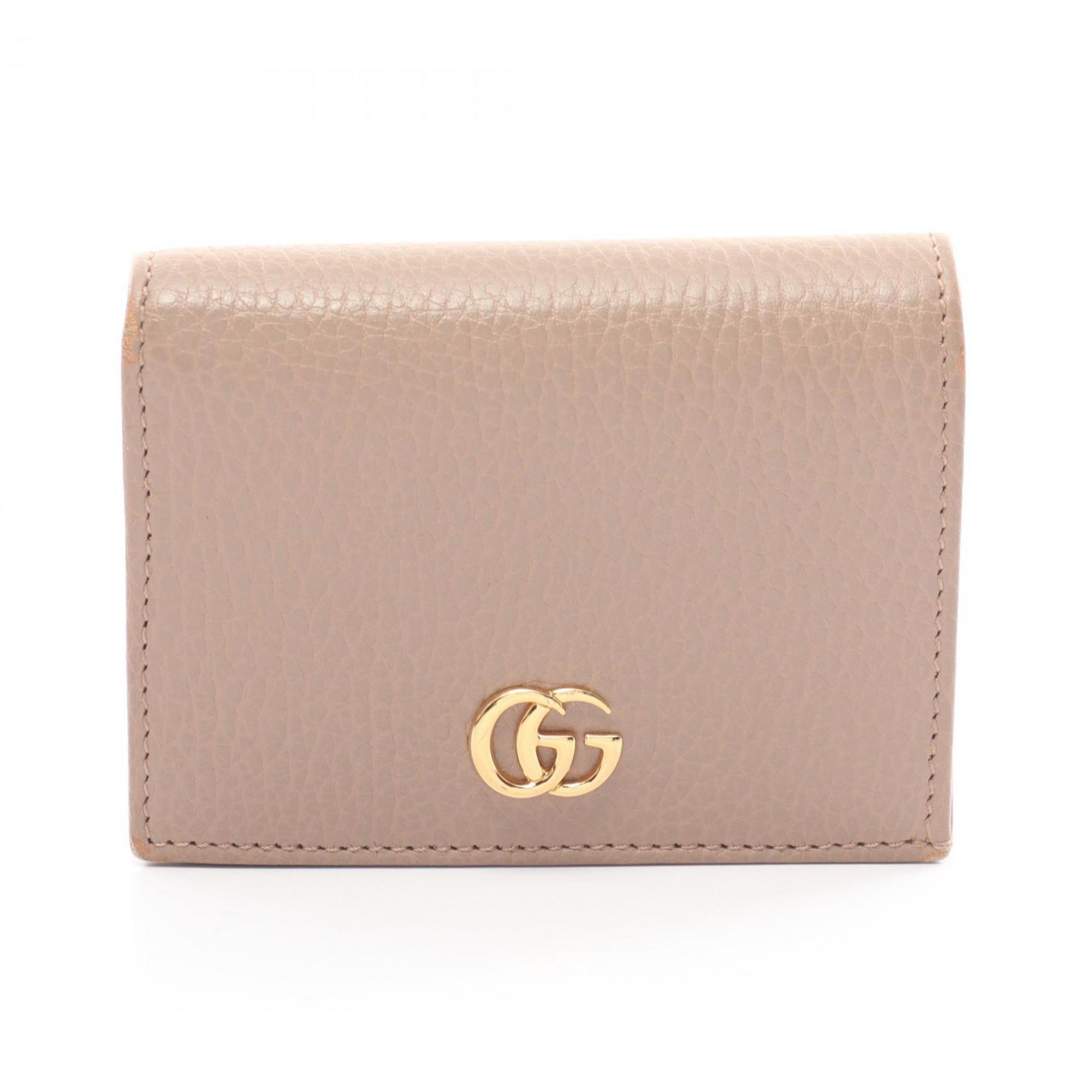 GUCCI Petit Marmont GG Bi-fold Wallet Leather Women's Pink 456126