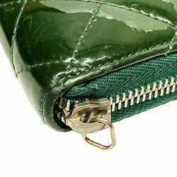 CHANEL Matelasse Round Green Enamel Wallet Long for Women