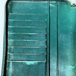 CHANEL Matelasse Round Green Enamel Wallet Long for Women