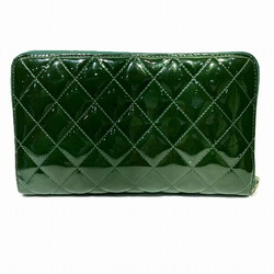 CHANEL Matelasse Round Green Enamel Wallet Long for Women