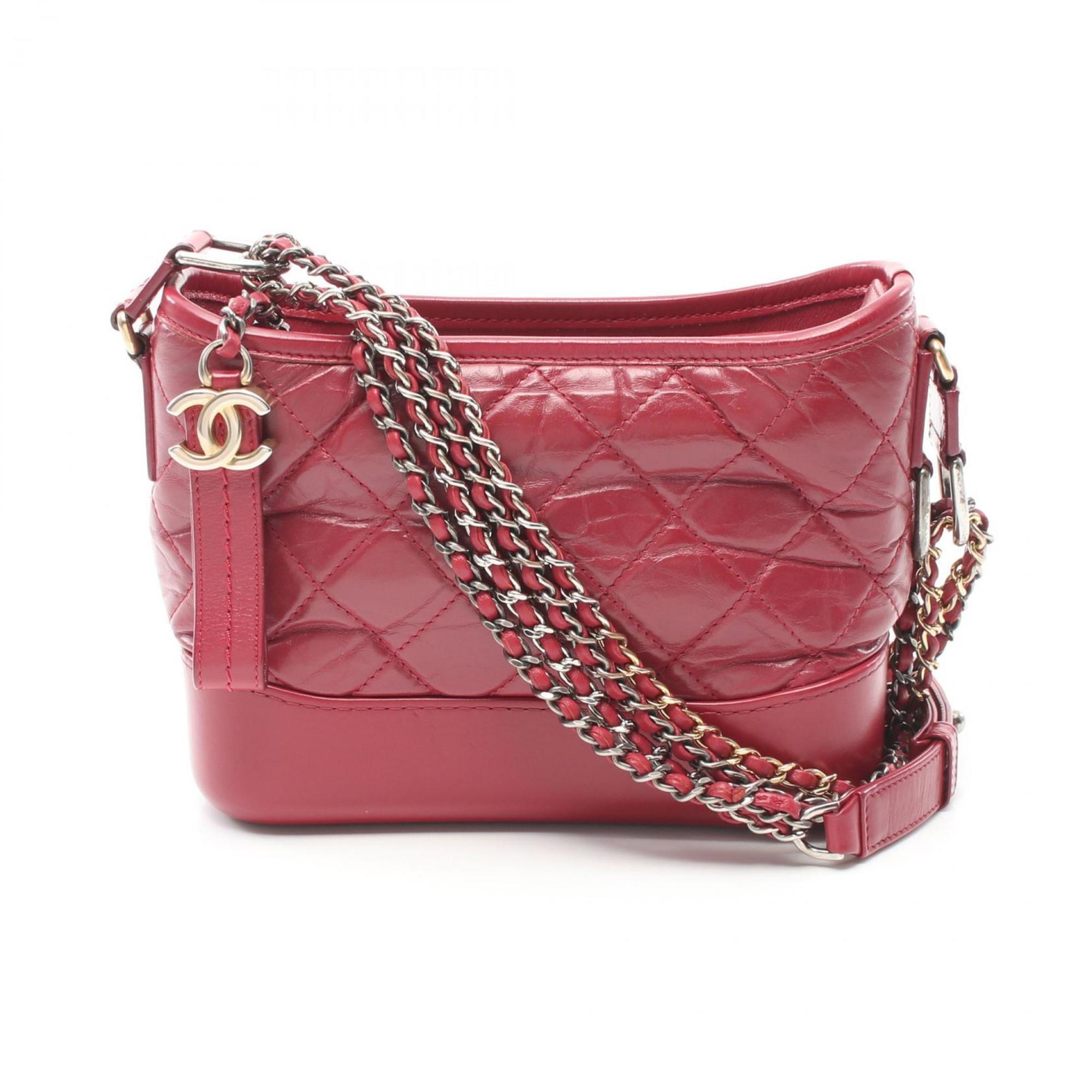 CHANEL Gabrielle de Chanel Small Hobo Shoulder Bag Aged Calfskin Women's Red A91810