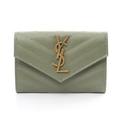 Saint Laurent Paris Monogram Envelope Wallet Wallet/Coin Case Leather Women's Khaki