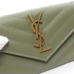 Saint Laurent Paris Monogram Envelope Wallet Wallet/Coin Case Leather Women's Khaki