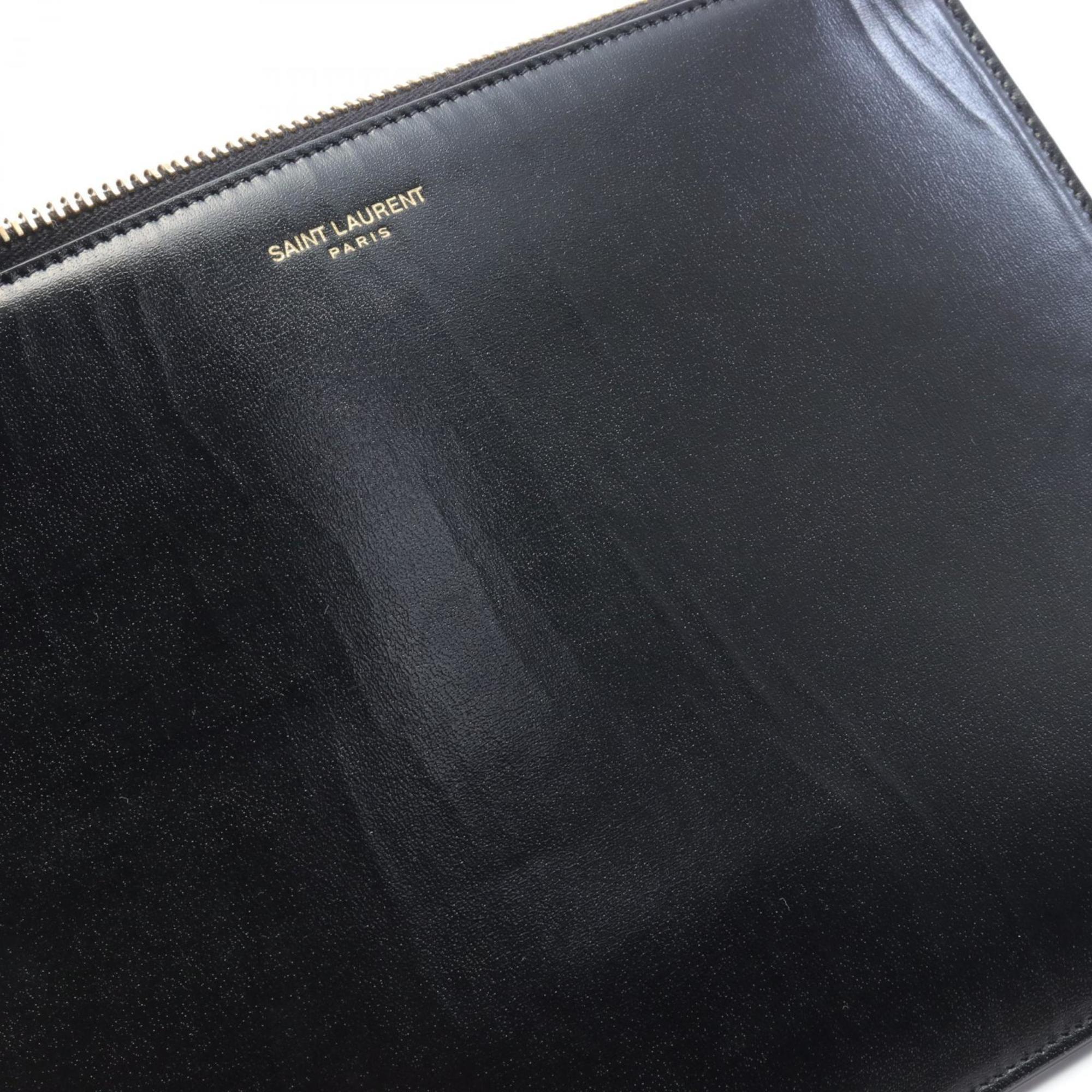 Saint Laurent Clutch Bag Leather Women's Black