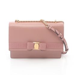 Salvatore Ferragamo Vara Ribbon Shoulder Bag, Leather, Women's, Pink