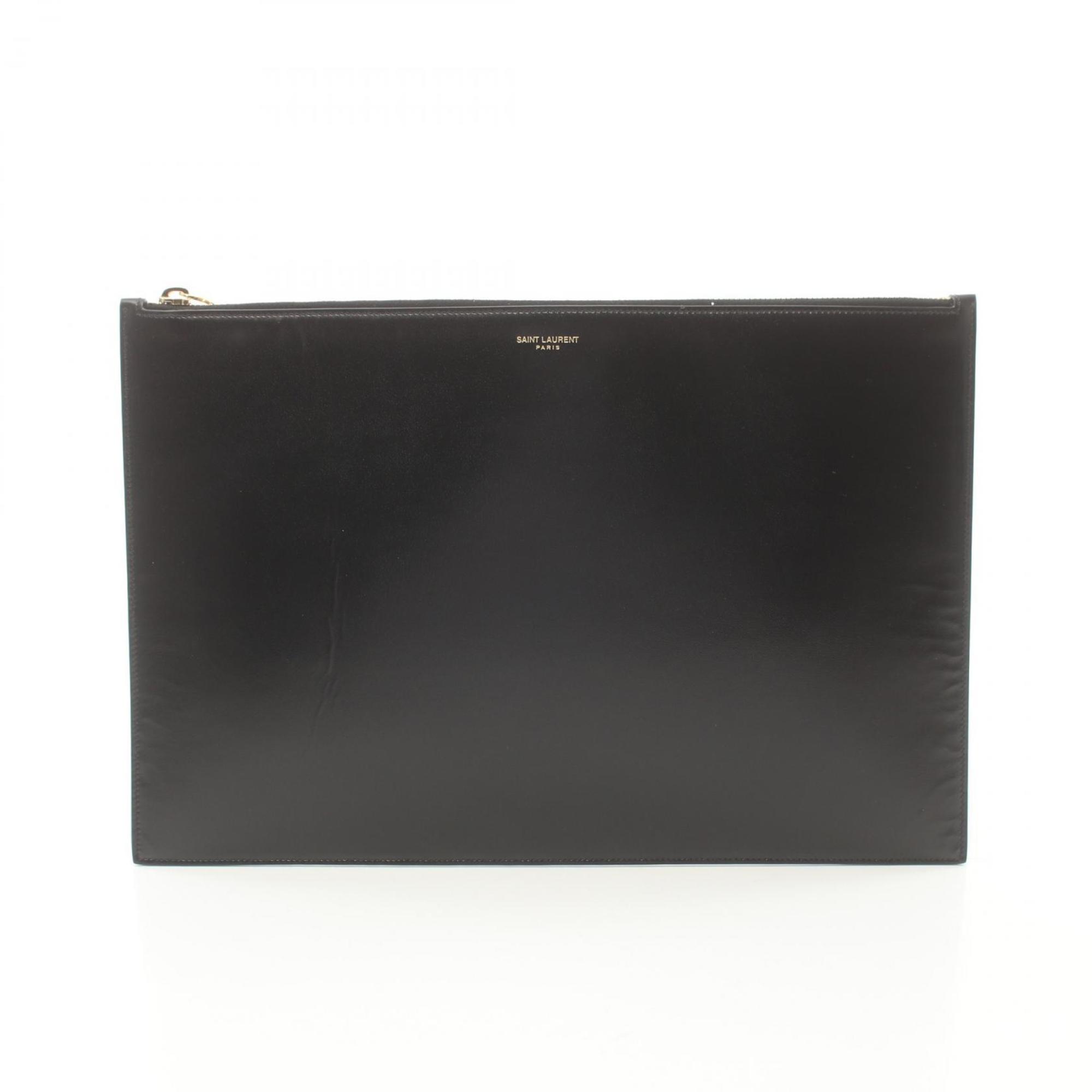 Saint Laurent SAINT LAURENT Second bag Clutch Bag Leather Men Women Black