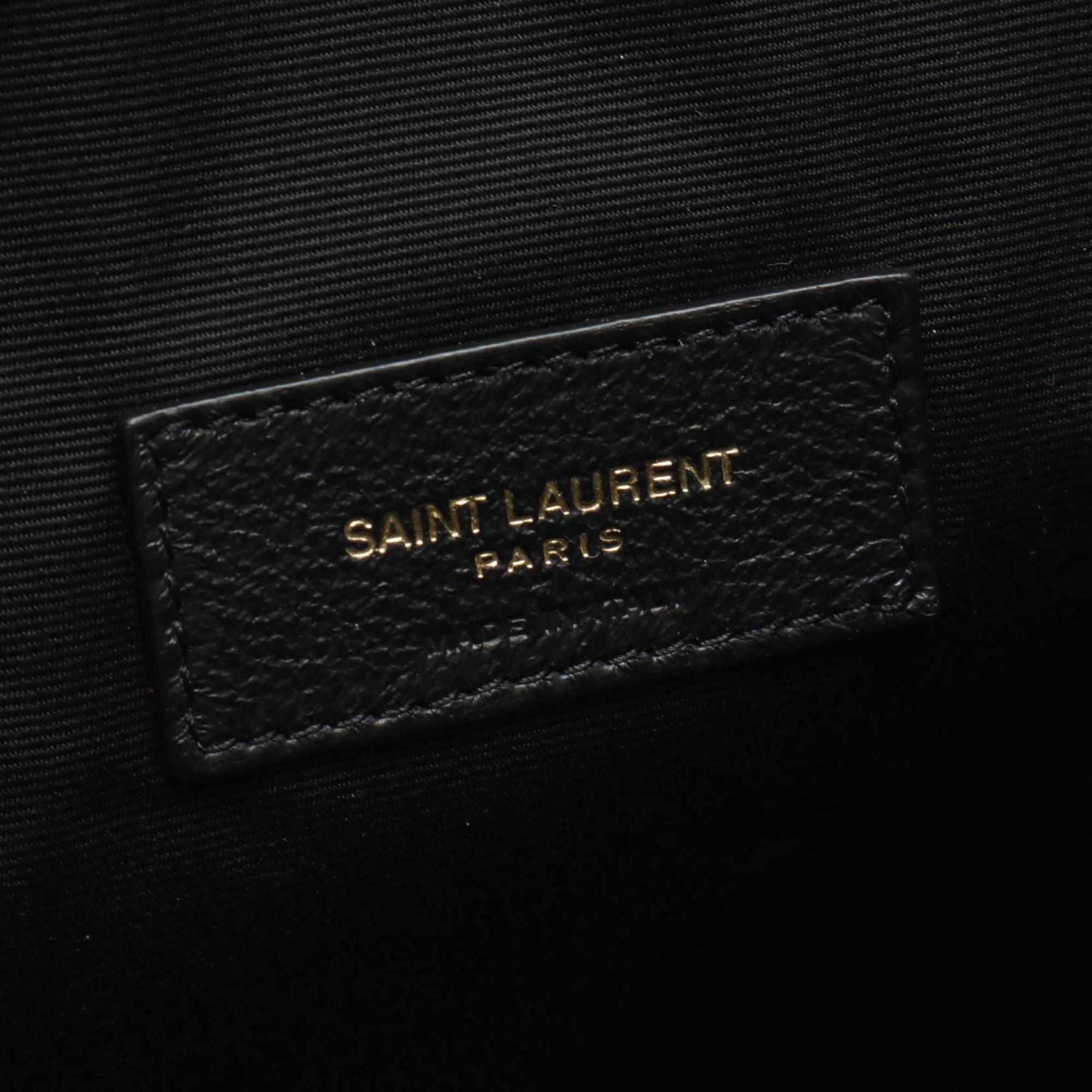 Saint Laurent Rive Gauche Shoulder Bag Wool Leather Women's Black 710261FAAJ61055