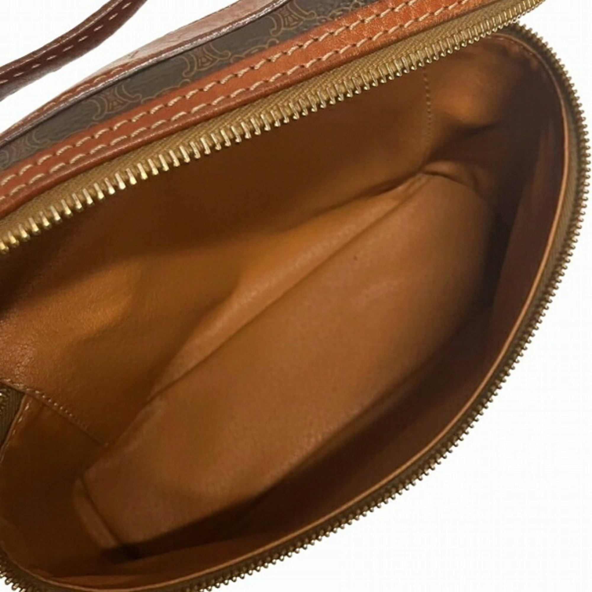 CELINE Macadam Vanity Bag Pouch Brown Handbag Women's