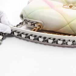 CHANEL Chanel 19 Matelasse Shoulder Bag Leather Women's White Multicolor