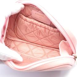 CHANEL Coco Mark Pouch Bag Leather Women's Pink