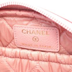 CHANEL Coco Mark Pouch Bag Leather Women's Pink