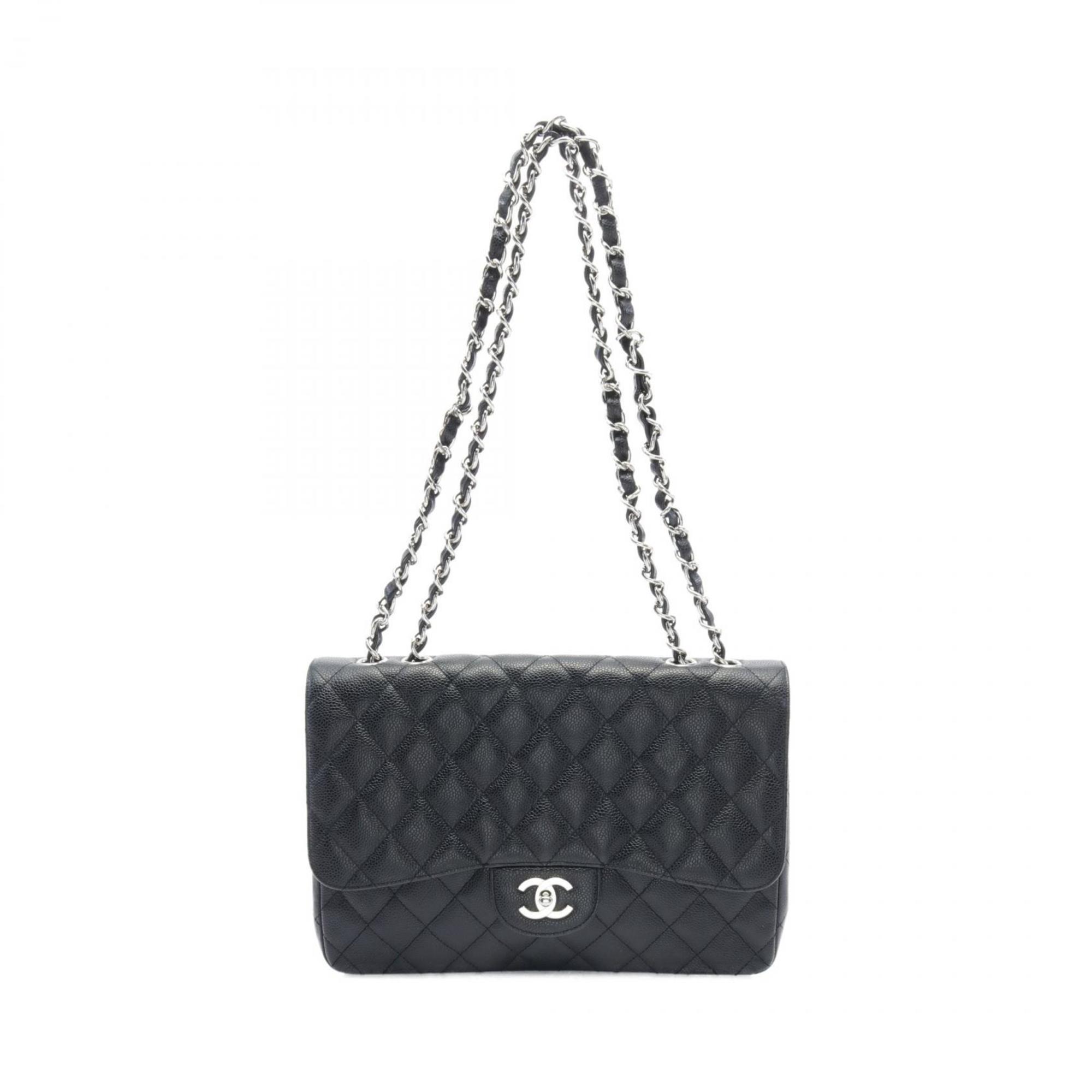 CHANEL Deca Matelasse 30 Shoulder Bag, Caviar Skin, Women's, Black