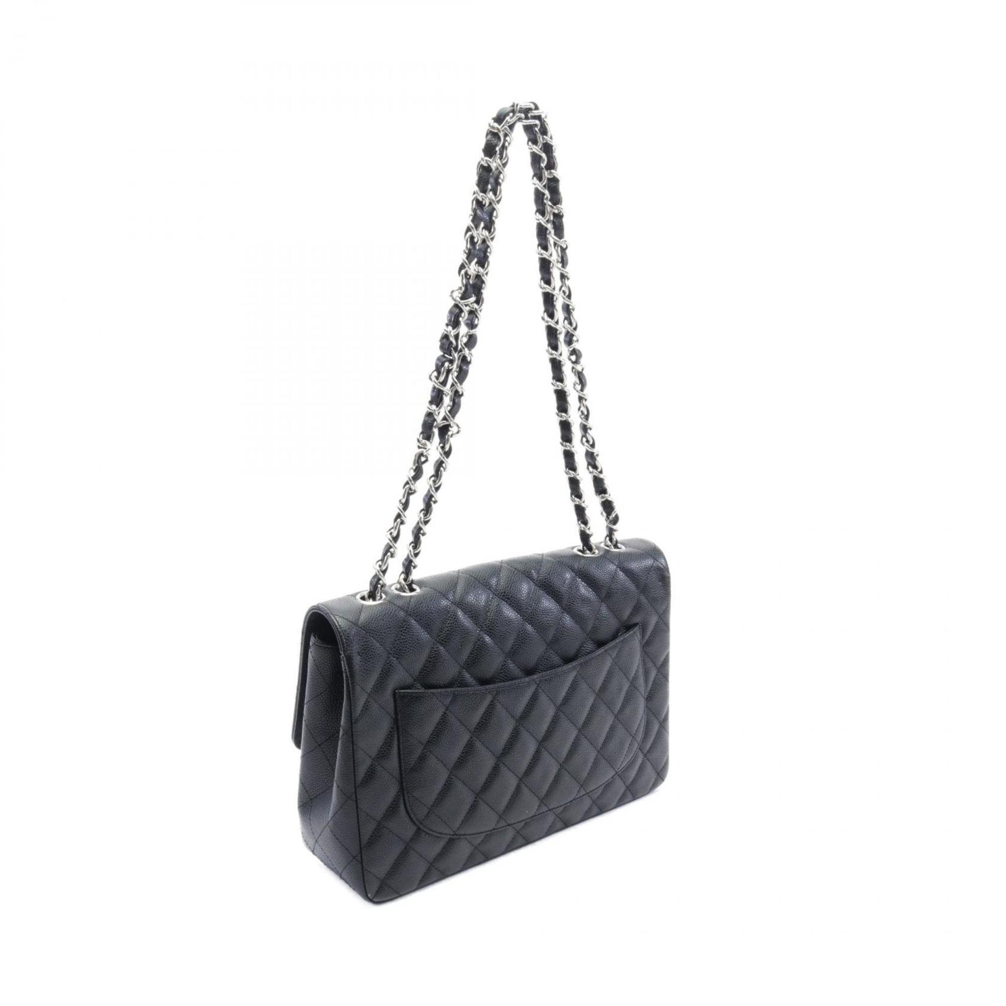 CHANEL Deca Matelasse 30 Shoulder Bag, Caviar Skin, Women's, Black