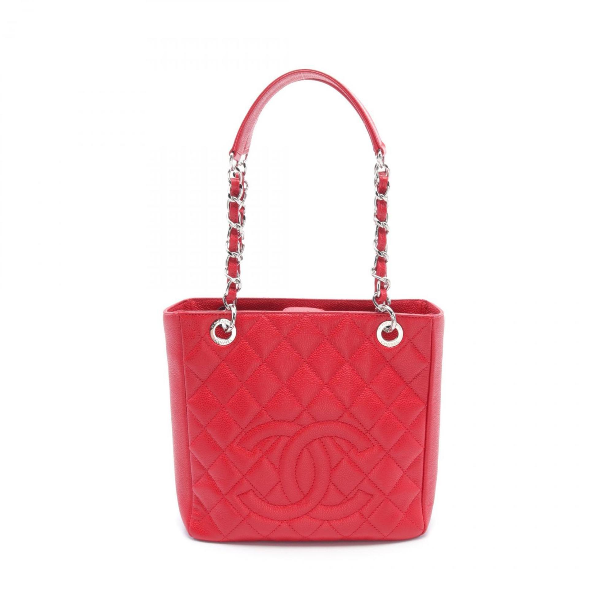 CHANEL Matelasse PST Tote Bag, Caviar Skin (Grained Calf), Women's, Red, A20994