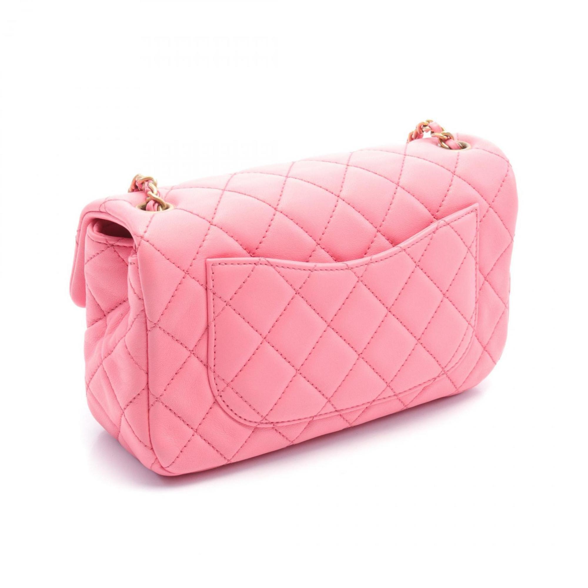 CHANEL Matelasse Flap Bag Shoulder Leather Women's Pink AS1787