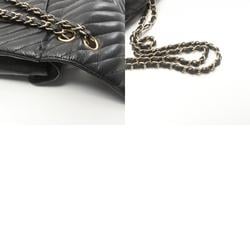 CHANEL Chevron V-stitch shoulder bag, caviar skin, women's, black