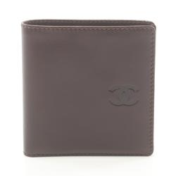 CHANEL Coco Mark Bi-fold Wallet Leather Men's Brown