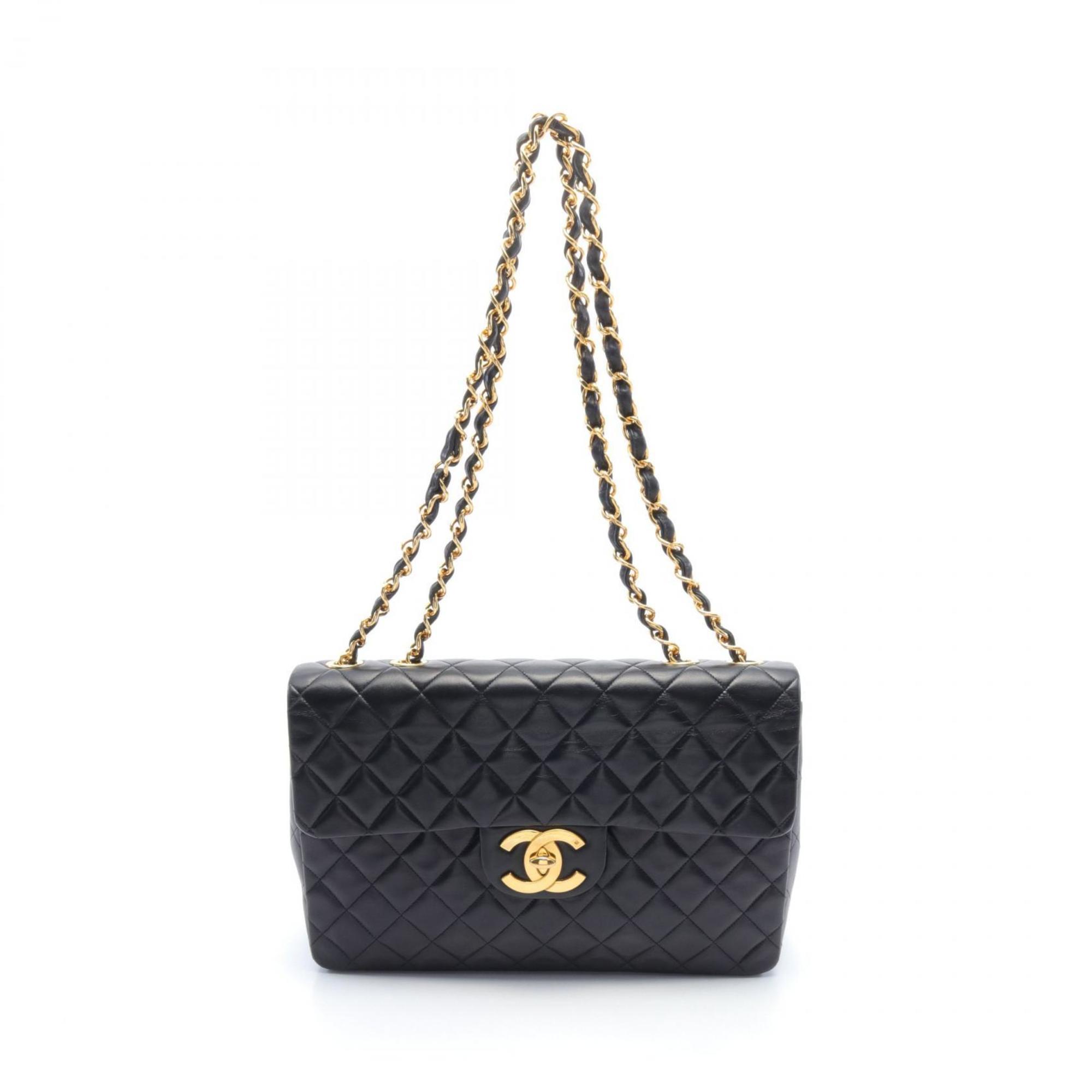 CHANEL Deca Matelasse 34 Shoulder Bag, Lambskin, Women's, Black