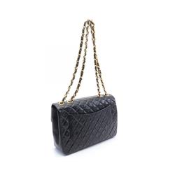 CHANEL Deca Matelasse 34 Shoulder Bag, Lambskin, Women's, Black