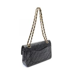 CHANEL Matelasse Double Flap Shoulder Bag, Lambskin, Women's, Black