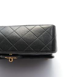 CHANEL Matelasse Double Flap Shoulder Bag, Lambskin, Women's, Black