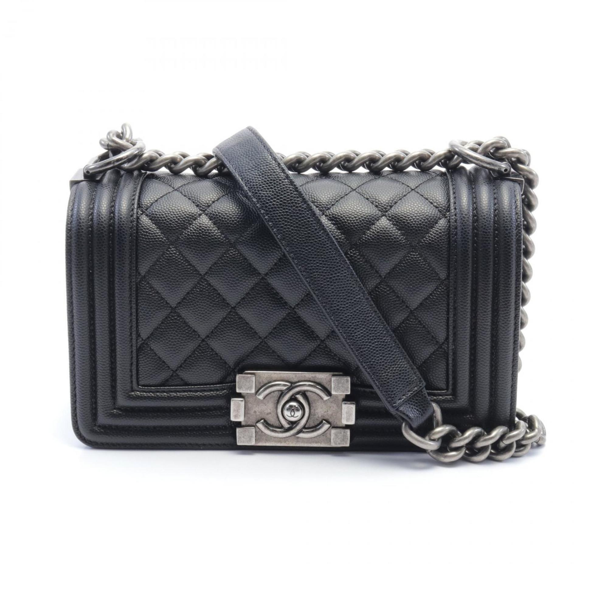 CHANEL Boy Chanel Small Matelasse Shoulder Bag Caviar Skin Women's Black A67085