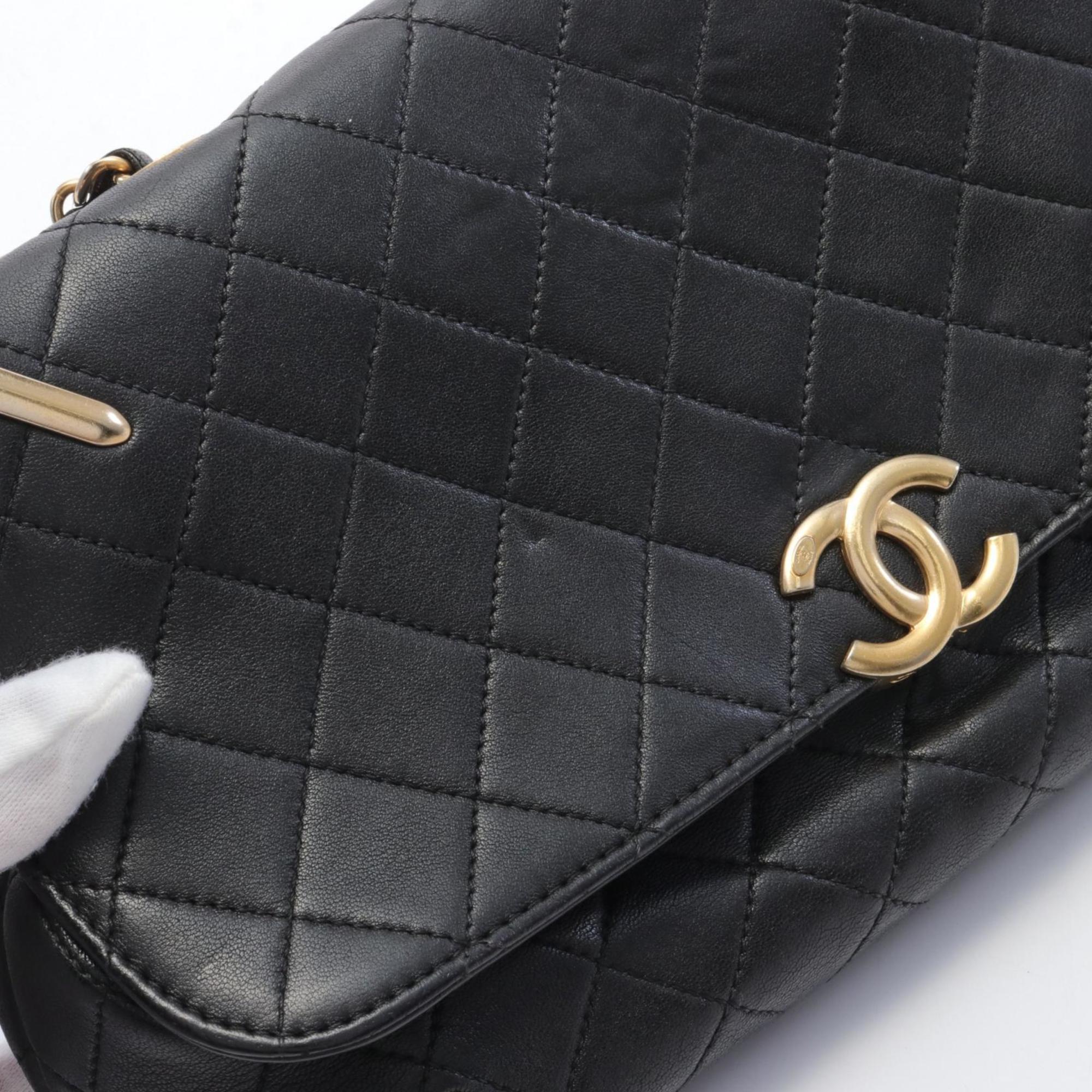 CHANEL Shoulder Bag Leather Women's Black