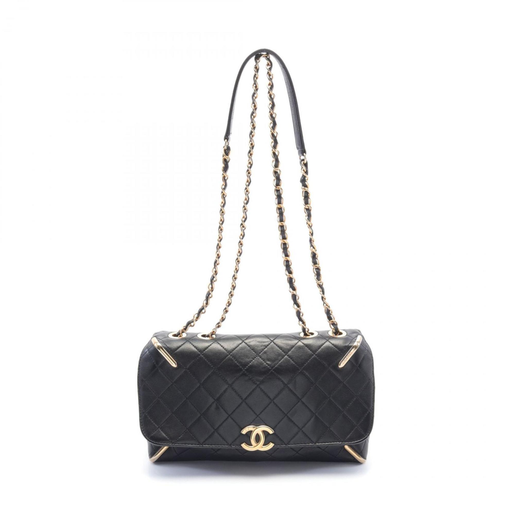 CHANEL Shoulder Bag Leather Women's Black