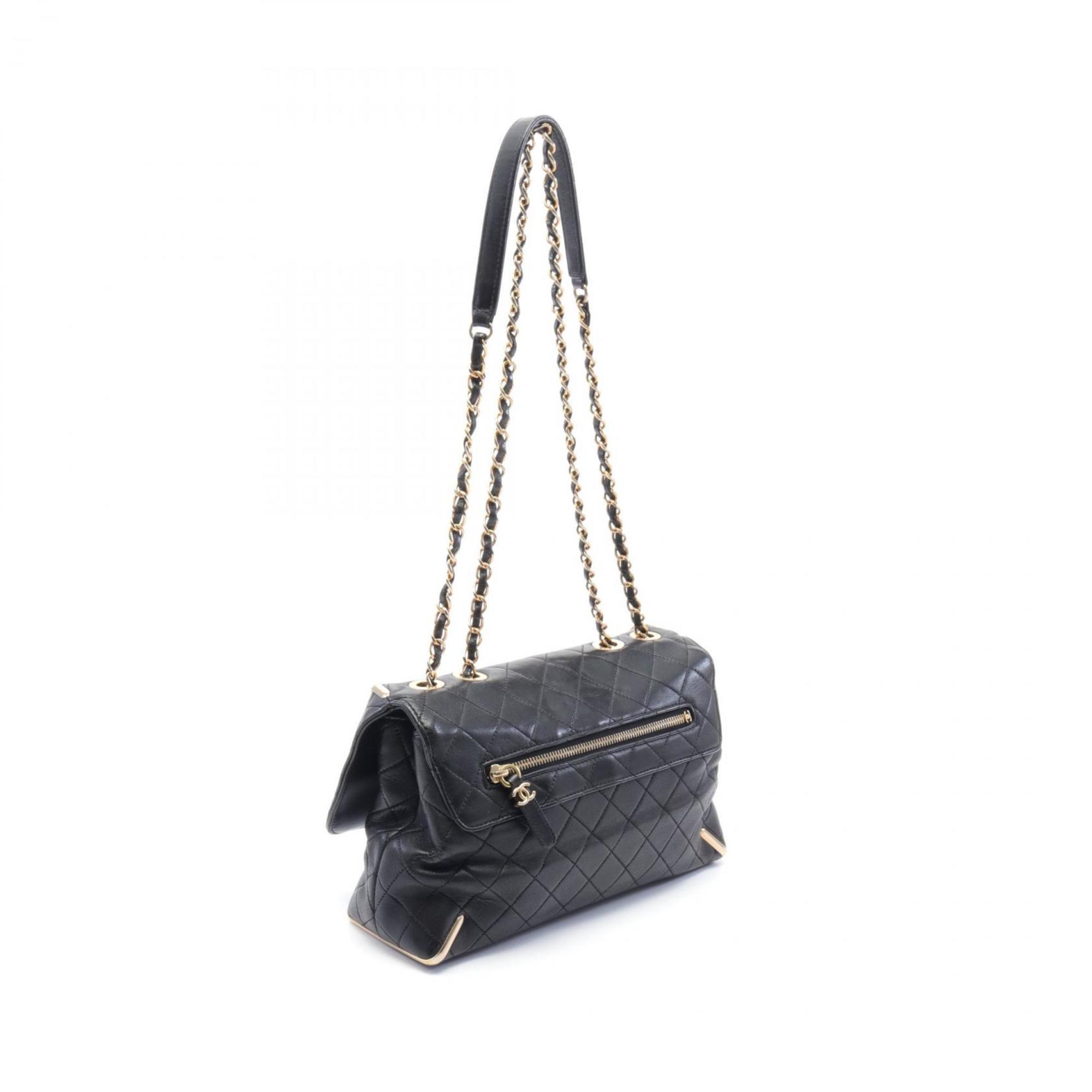 CHANEL Shoulder Bag Leather Women's Black