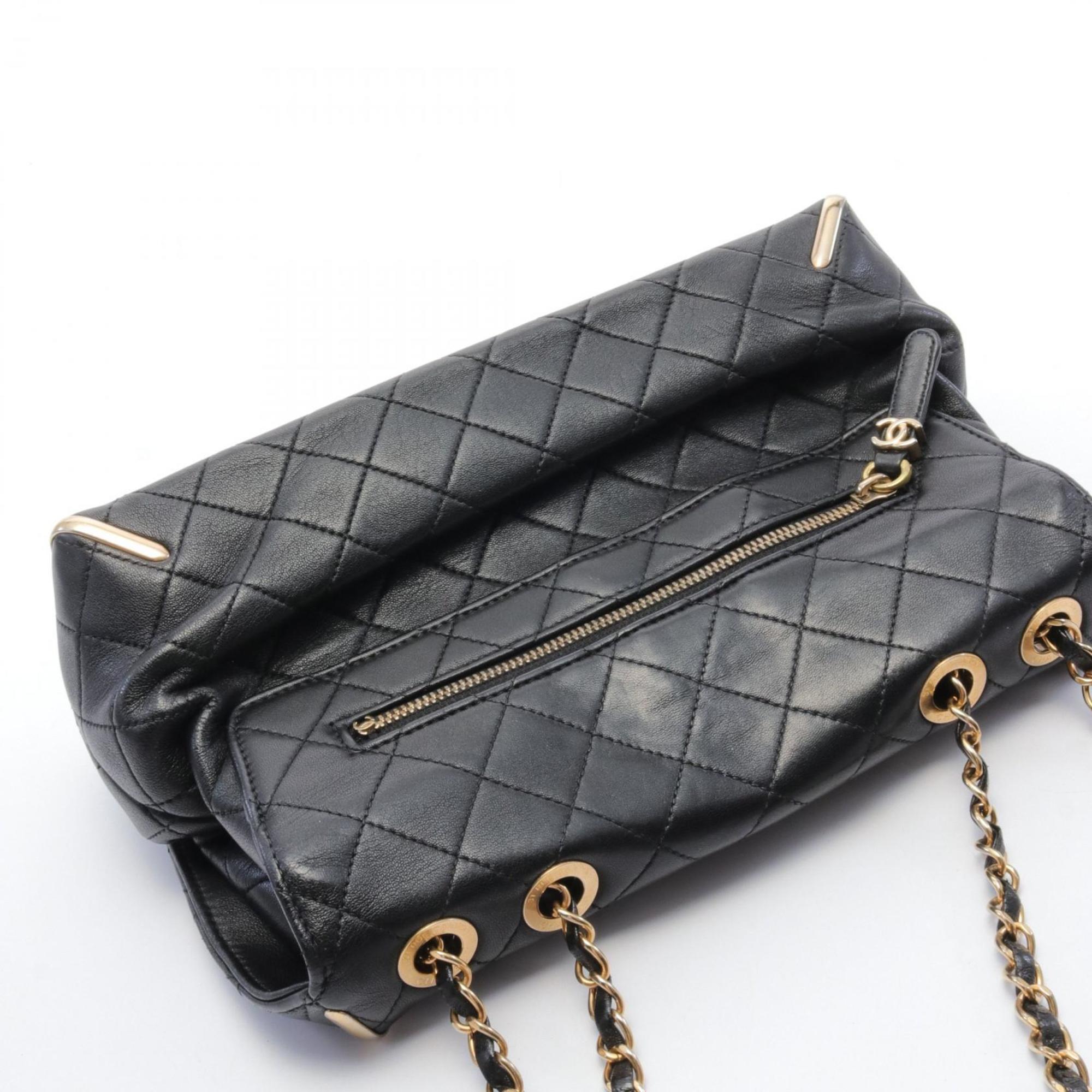 CHANEL Shoulder Bag Leather Women's Black