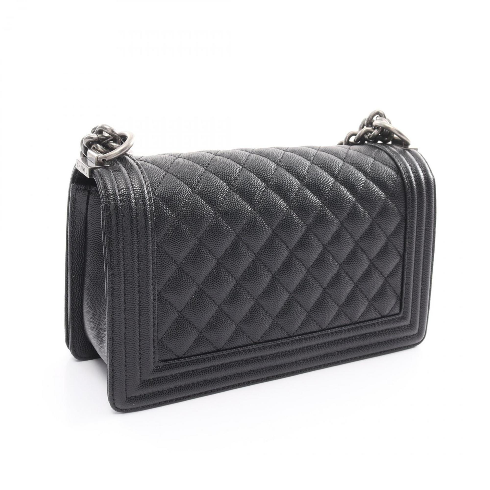 CHANEL Boy Chanel Matelasse Shoulder Bag, Caviar Skin, Women's, Black, A67086